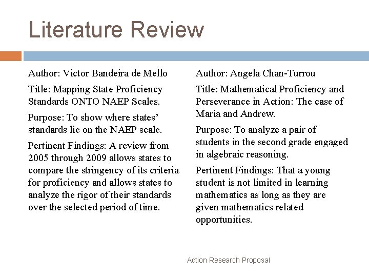 Literature Review Author: Victor Bandeira de Mello Author: Angela Chan-Turrou Title: Mapping State Proficiency