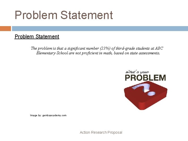 Problem Statement The problem is that a significant number (23%) of third-grade students at