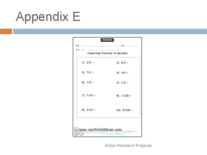 Appendix E Action Research Proposal 