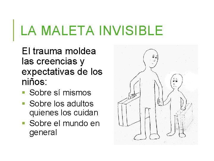 LA MALETA INVISIBLE El trauma moldea las creencias y expectativas de los niños: §