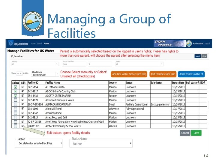 Managing a Group of Facilities 13 