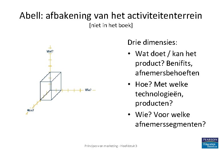 Abell: afbakening van het activiteitenterrein [niet in het boek] Drie dimensies: • Wat doet