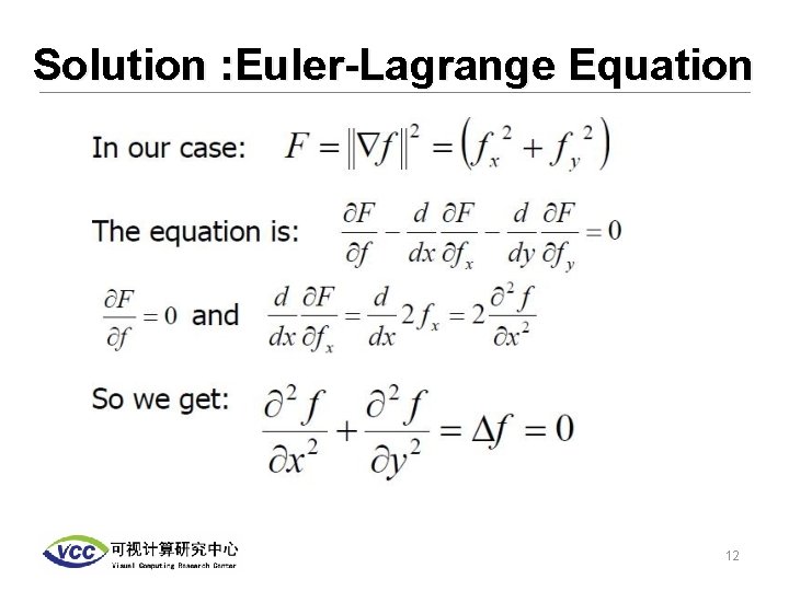 Solution : Euler-Lagrange Equation 12 