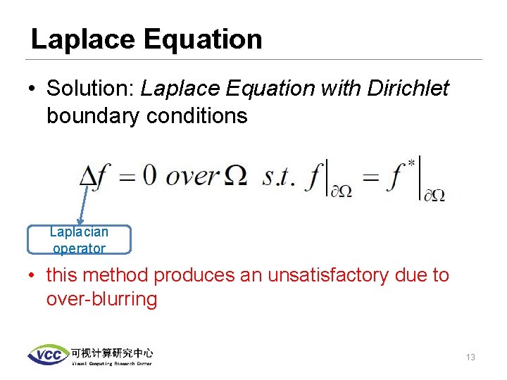 Laplace Equation • Solution: Laplace Equation with Dirichlet boundary conditions Laplacian operator • this