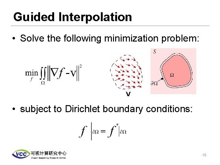 Guided Interpolation • Solve the following minimization problem: • subject to Dirichlet boundary conditions: