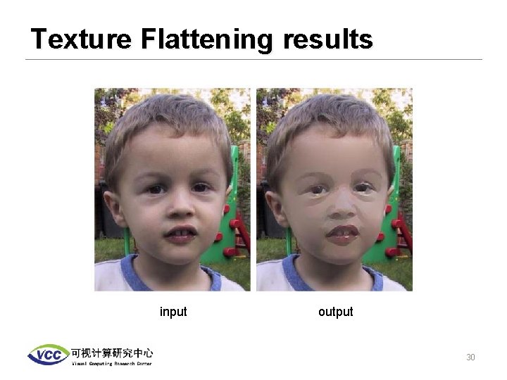 Texture Flattening results input output 30 