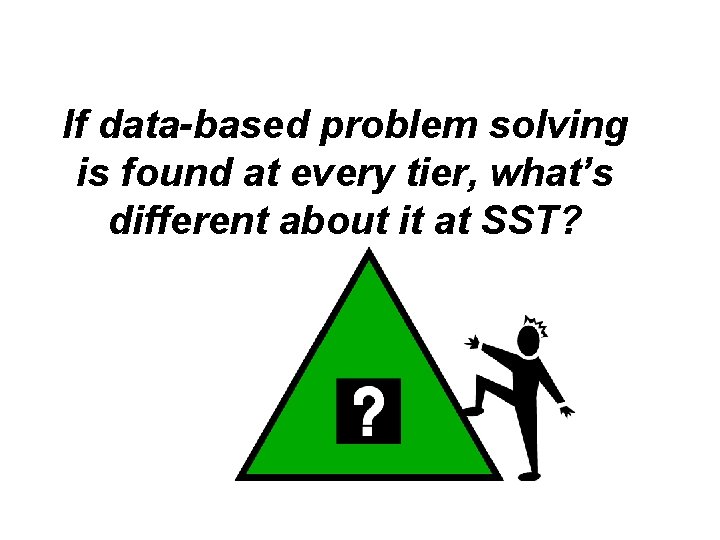 If data-based problem solving is found at every tier, what’s different about it at