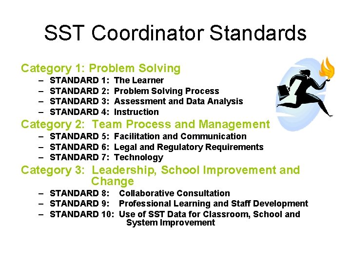 SST Coordinator Standards Category 1: Problem Solving – – STANDARD 1: The Learner STANDARD