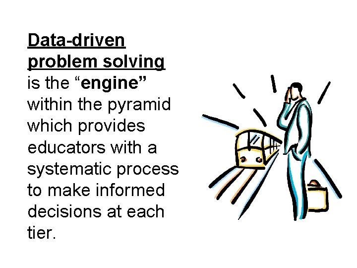 Data-driven problem solving is the “engine” within the pyramid which provides educators with a