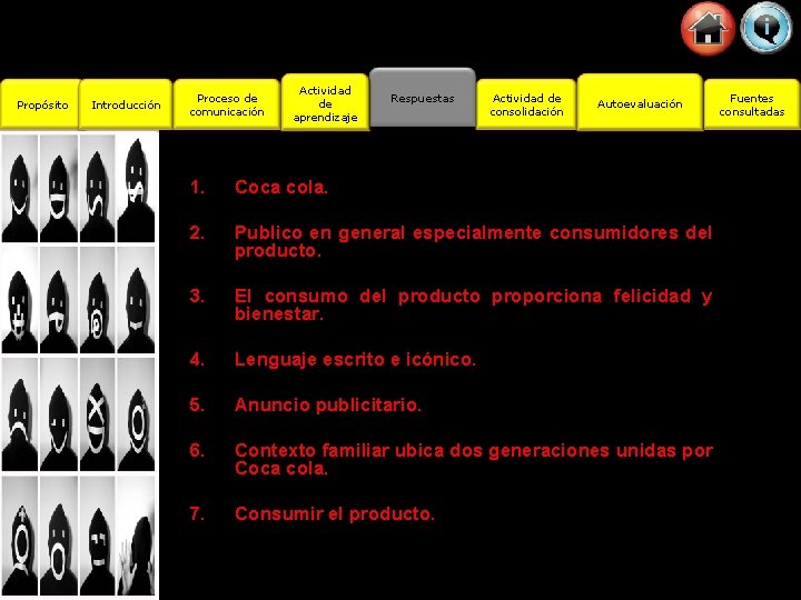 Propósito Introducción Proceso de comunicación Actividad de aprendizaje Respuestas Actividad de consolidación Autoevaluación 1.