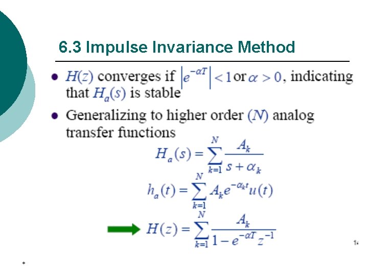 6. 3 Impulse Invariance Method * 