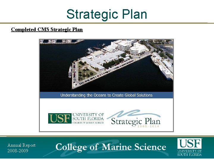 Strategic Plan Completed CMS Strategic Plan Annual Report Annual Reprt 2007 -2008 -2009 Strategic Plan Completed CMS Strategic Plan Annual Report Annual Reprt 2007 -2008 -2009