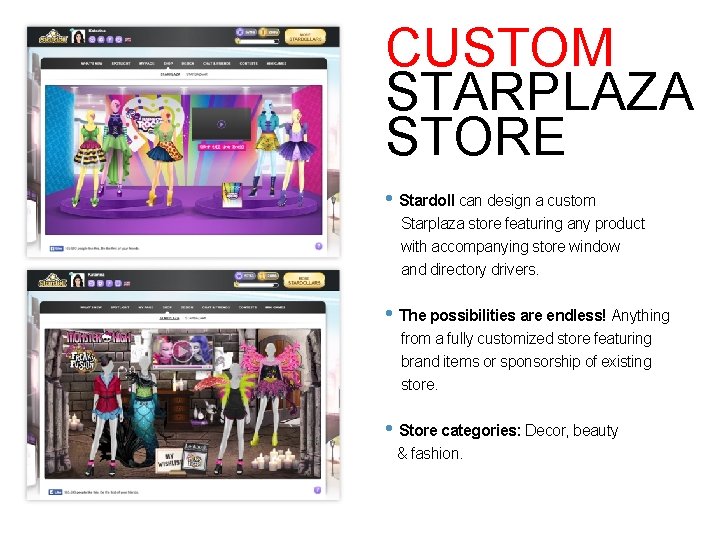 CUSTOM STARPLAZA STORE • Stardoll can design a custom Starplaza store featuring any product