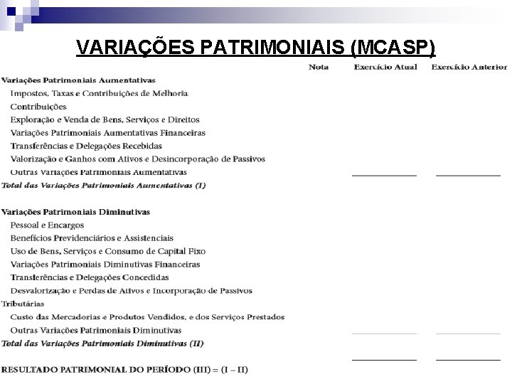 VARIAÇÕES PATRIMONIAIS (MCASP) 