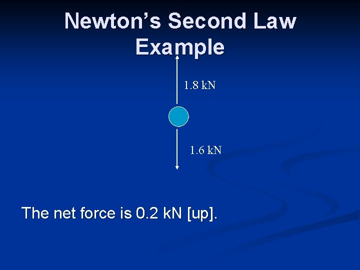 Newton’s Second Law Example 1. 8 k. N 1. 6 k. N The net