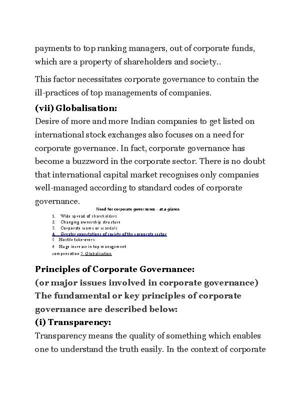 payments to top ranking managers, out of corporate funds, which are a property of