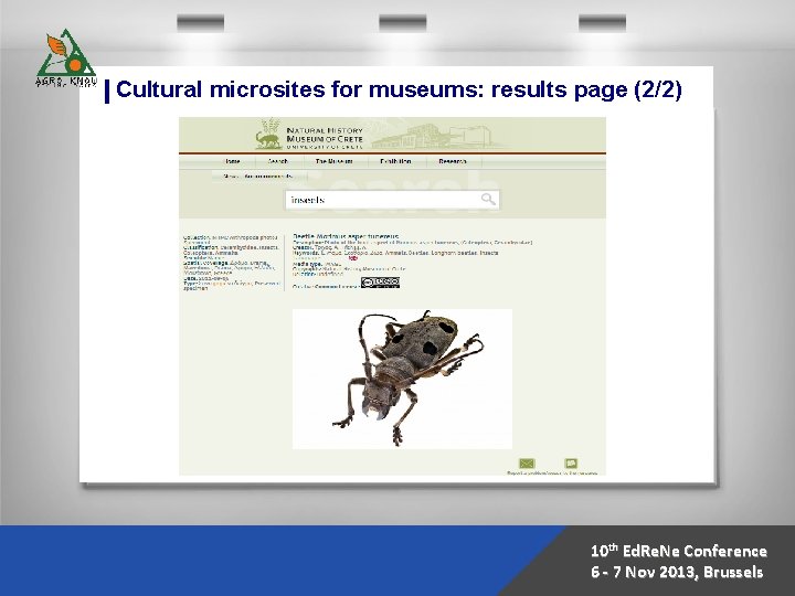 Cultural microsites for museums: results page (2/2) 10 th Ed. Re. Ne Conference 6