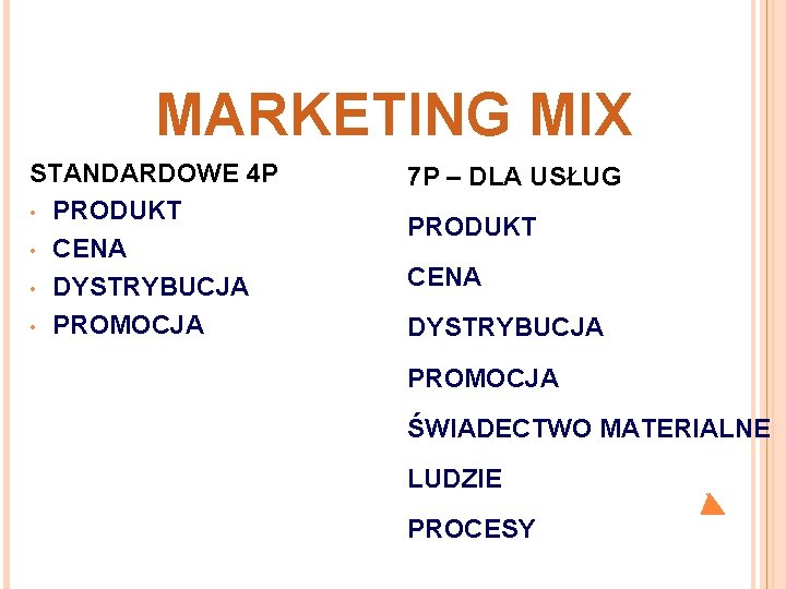 MARKETING MIX STANDARDOWE 4 P • PRODUKT • CENA • DYSTRYBUCJA • PROMOCJA 7