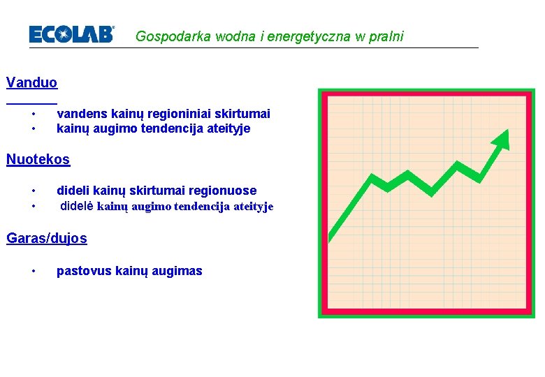 Gospodarka wodna i energetyczna w pralni Vanduo • • vandens kainų regioniniai skirtumai kainų