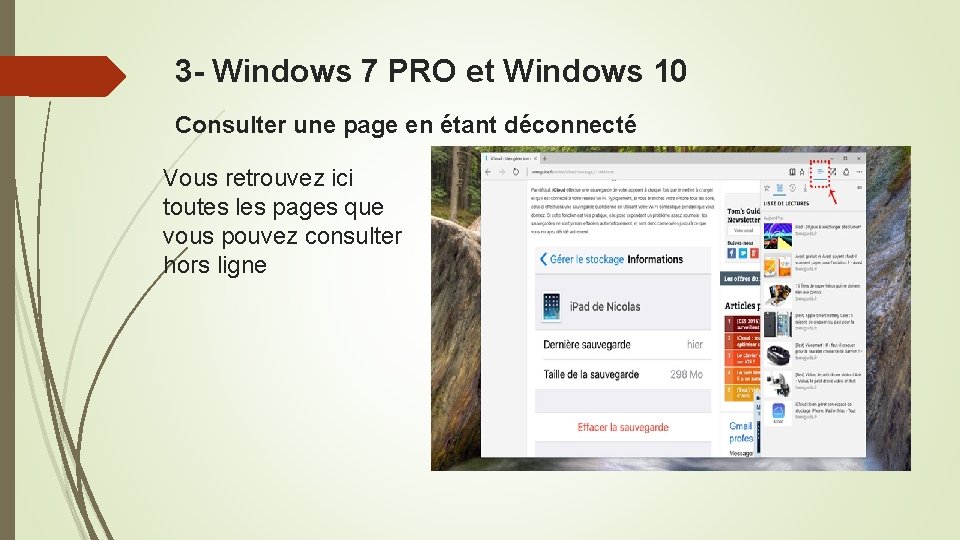 3 - Windows 7 PRO et Windows 10 Consulter une page en étant déconnecté