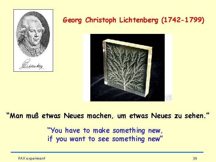 Georg Christoph Lichtenberg (1742 -1799) “Man muß etwas Neues machen, um etwas Neues zu