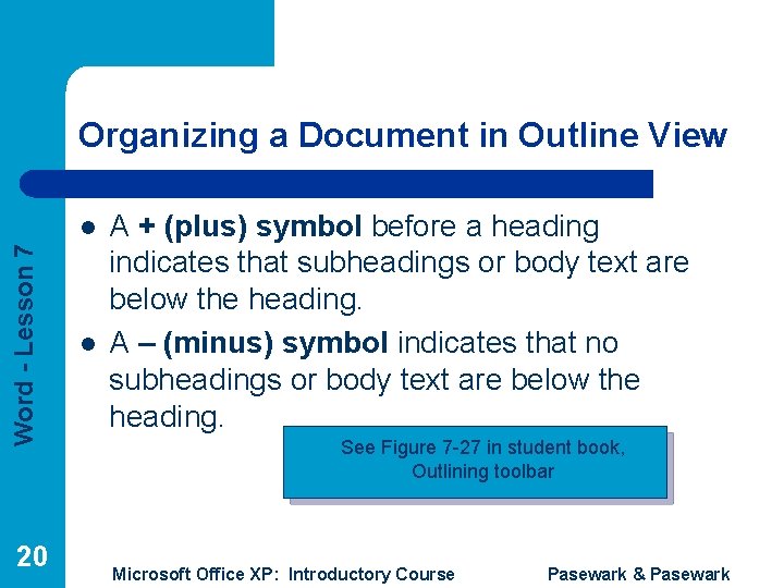 Organizing a Document in Outline View Word - Lesson 7 l 20 l A