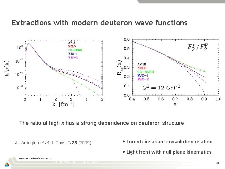 Extractions with modern deuteron wave functions The ratio at high x has a strong