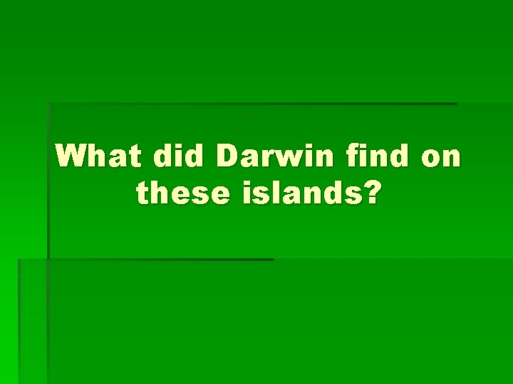 What did Darwin find on these islands? 