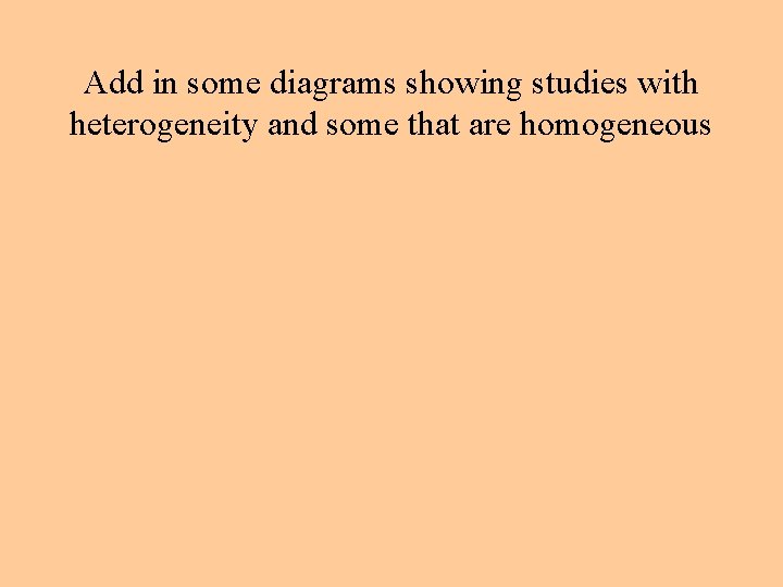 Add in some diagrams showing studies with heterogeneity and some that are homogeneous 