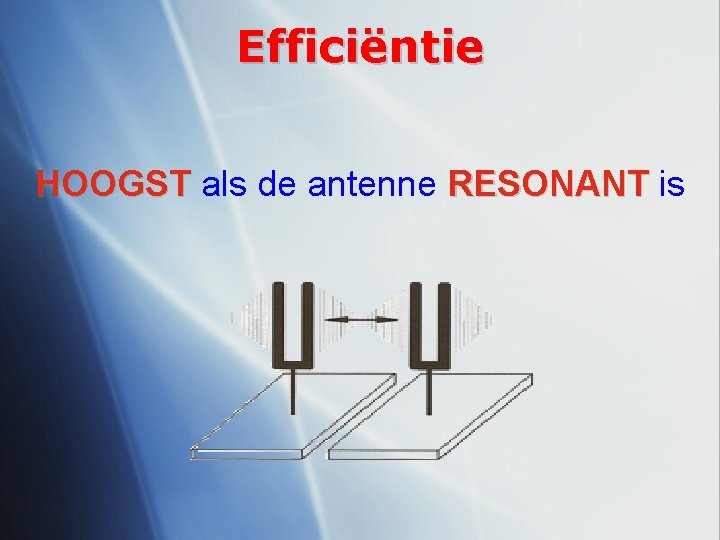 Efficiëntie HOOGST als de antenne RESONANT is 