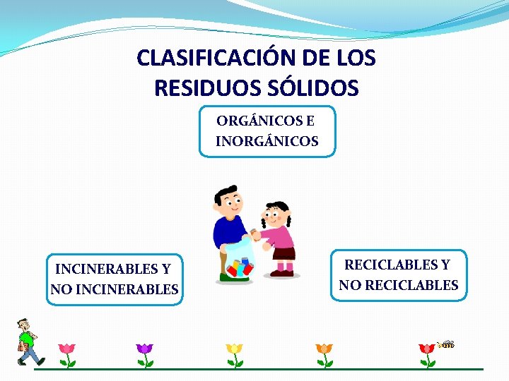 CLASIFICACIÓN DE LOS RESIDUOS SÓLIDOS ORGÁNICOS E INORGÁNICOS INCINERABLES Y NO INCINERABLES RECICLABLES Y