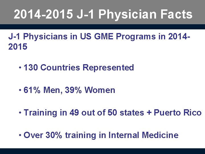 2014 -2015 J-1 Physician Facts J-1 Physicians in US GME Programs in 20142015 •