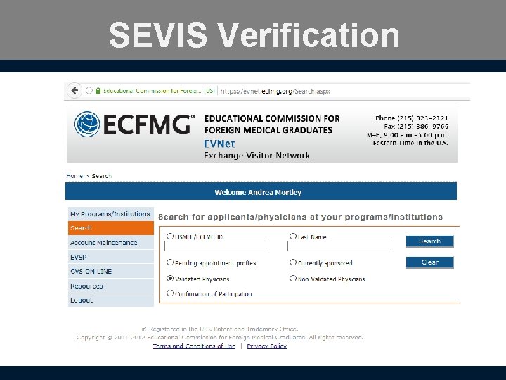 SEVIS Verification 