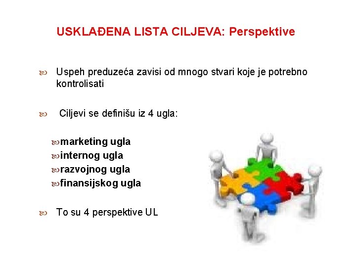 USKLAĐENA LISTA CILJEVA: Perspektive Uspeh preduzeća zavisi od mnogo stvari koje je potrebno kontrolisati