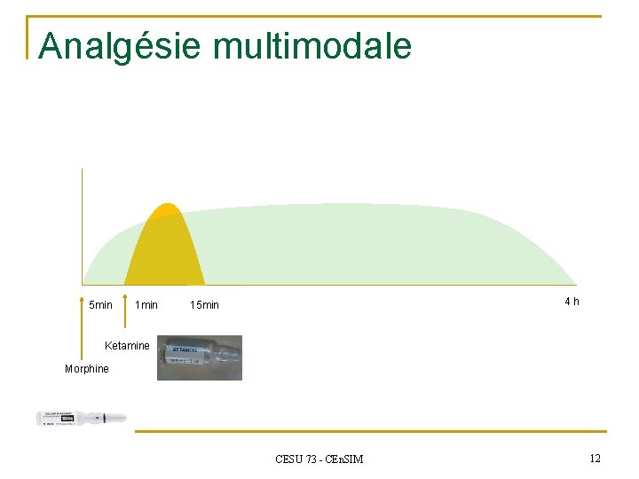 Analgésie multimodale 5 min 1 min 4 h 15 min Ketamine Morphine CESU 73