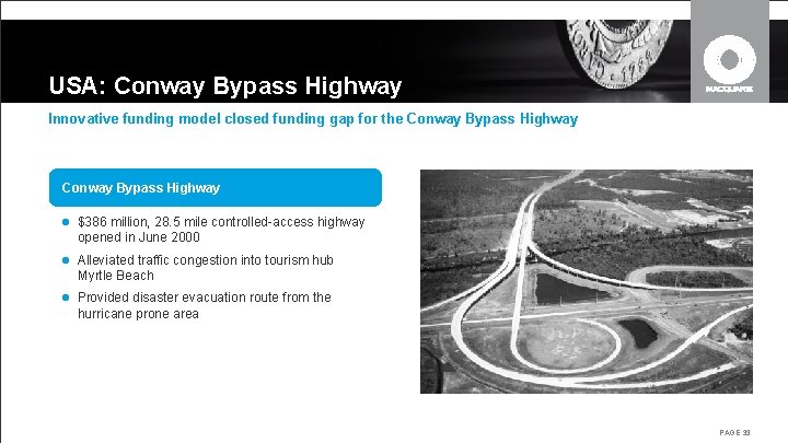 USA: Conway Bypass Highway Innovative funding model closed funding gap for the Conway Bypass USA: Conway Bypass Highway Innovative funding model closed funding gap for the Conway Bypass