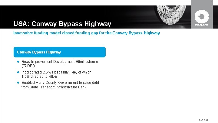 USA: Conway Bypass Highway Innovative funding model closed funding gap for the Conway Bypass USA: Conway Bypass Highway Innovative funding model closed funding gap for the Conway Bypass