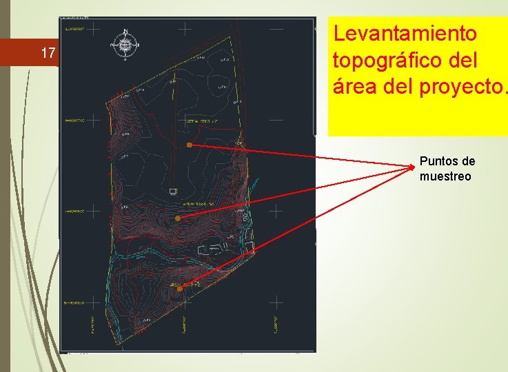 17 Levantamiento topográfico del área del proyecto. Puntos de muestreo 