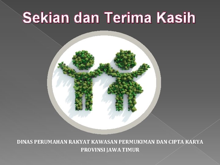 Sekian dan Terima Kasih DINAS PERUMAHAN RAKYAT KAWASAN PERMUKIMAN DAN CIPTA KARYA PROVINSI JAWA