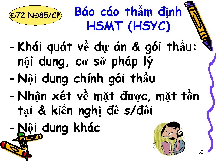 Đ 72 NĐ 85/CP Báo cáo thẩm định HSMT (HSYC) - Khái quát về