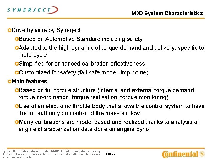 M 3 D System Characteristics Drive by Wire by Synerject: Based on Automotive Standard