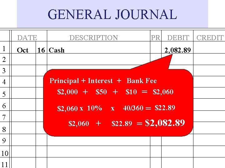 GENERAL JOURNAL DATE 1 2 3 4 5 6 7 8 9 10 11