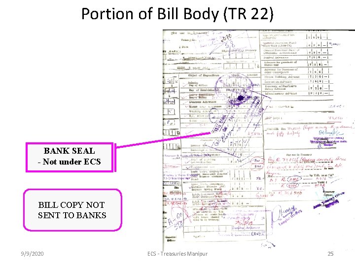 Portion of Bill Body (TR 22) BANK SEAL - Not under ECS BILL COPY