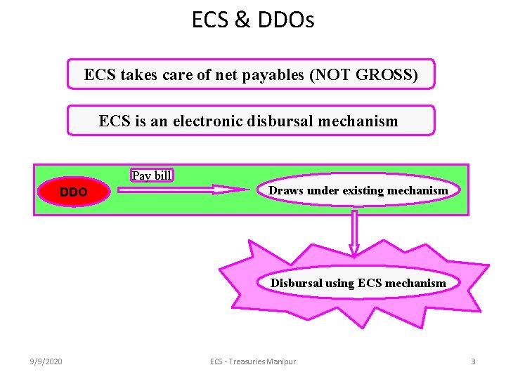 ECS & DDOs ECS takes care of net payables (NOT GROSS) ECS is an