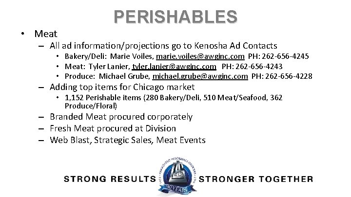  • Meat PERISHABLES – All ad information/projections go to Kenosha Ad Contacts •