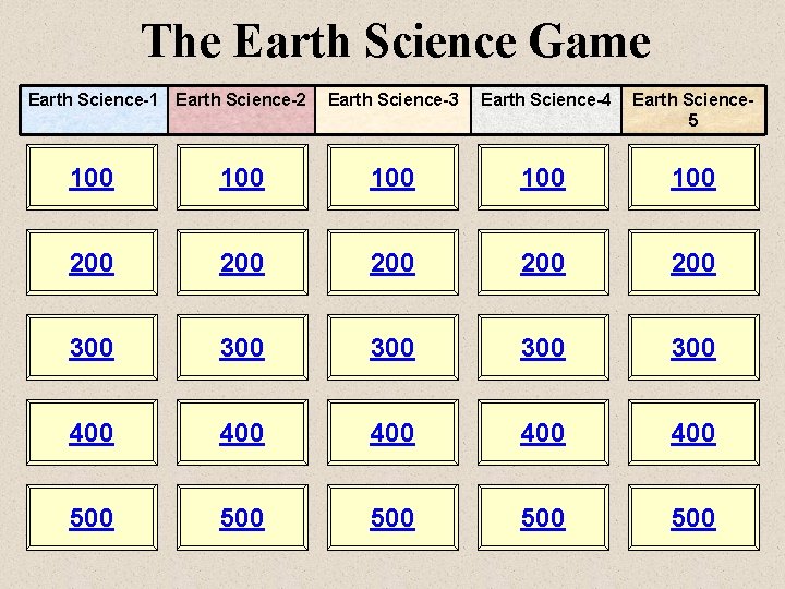 The Earth Science Game Earth Science-1 Earth Science-2 Earth Science-3 Earth Science-4 Earth Science The Earth Science Game Earth Science-1 Earth Science-2 Earth Science-3 Earth Science-4 Earth Science