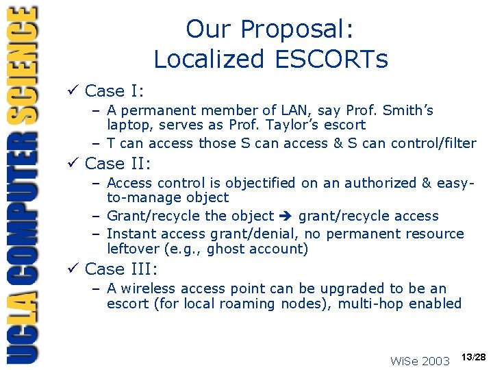 Our Proposal: Localized ESCORTs ü Case I: – A permanent member of LAN, say