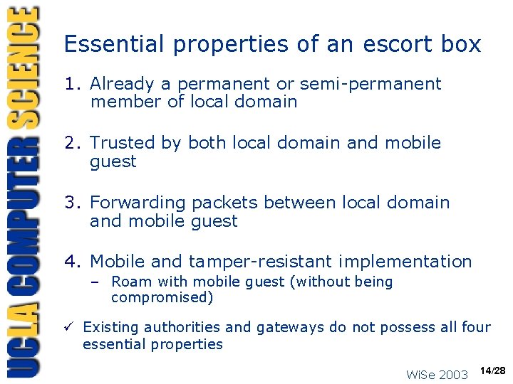 Essential properties of an escort box 1. Already a permanent or semi-permanent member of
