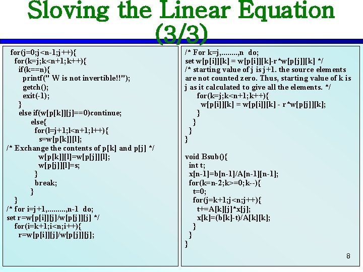 Solving The Linear Equation By Using The Gauss