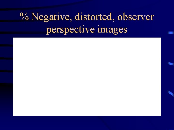 % Negative, distorted, observer perspective images 